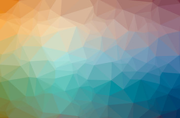 Illustration of abstract Blue, Green, Orange, Yellow horizontal low poly background. Beautiful polygon design pattern.