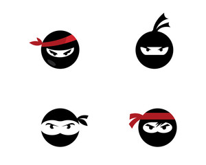 Ninja warrior icon. Simple black ninja head logo © indra23_anu
