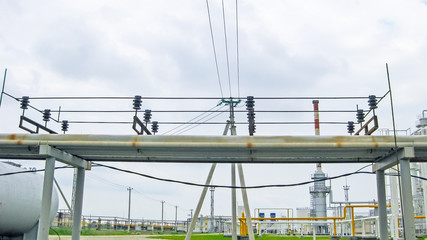 Protection of the pipeline from the wires. Electrical grounding. The oil refinery