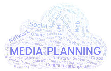 Obraz premium Media Planning word cloud.