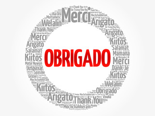 Obrigado (Thank You in Portuguese) Word Cloud in different languages