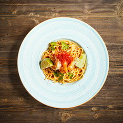 Pasta with king shrimps
