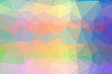 Illustration of abstract Blue, Green, Orange horizontal low poly background. Beautiful polygon design pattern.