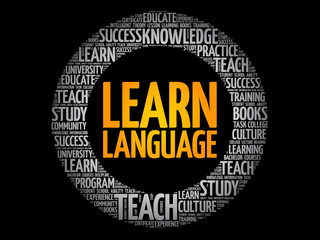 Learn Language word cloud, education business concept