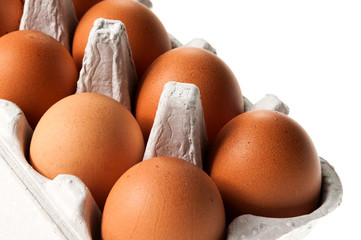 brown chicken eggs in pack