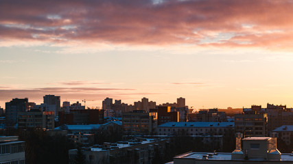 skyline at sunrise