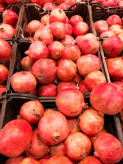 Pomegranate on the counter in the store