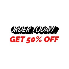 Modern Banner Clearance Sale Vector 50% Off, Logo, Badge, Illustration