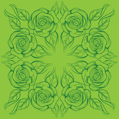 Elegant round element of stylized flowers with smooth lines. Abstract decorative floral pattern.