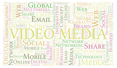 Fototapeta premium Video Media word cloud.