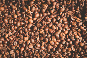 Coffee beans vintage background.