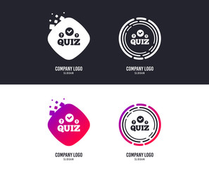 Fototapeta na wymiar Logotype concept. Quiz with check and question marks sign icon. Questions and answers game symbol. Logo design. Colorful buttons with icons. Vector