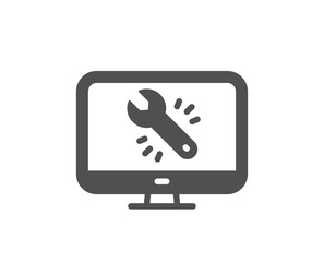 Spanner tool icon. Monitor or computer repair service sign. Fix instruments symbol. Quality design element. Classic style icon. Vector