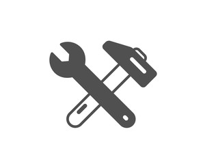 Spanner and hammer icon. Repair service sign. Fix instruments symbol. Quality design element. Classic style icon. Vector