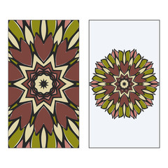 Vintage Card With Patterns Of The Mandala. Floral Ornaments. Islam, Arabic, Indian, Ottoman Motifs. Template For Flyer Or Invitation Card Design. Vector Illustration