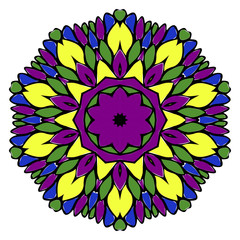 Pattern of mandala. Vector illustration. Modern Decorative floral color mandala. Decorative Cicle ornament. Floral design. Anti-stress therapy pattern.
