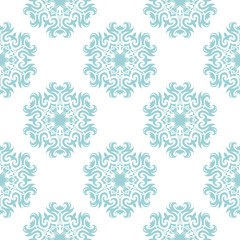 Blue floral pattern on white. Seamless background