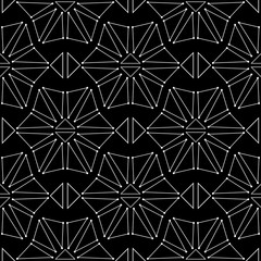  White geometric print on black seamless background