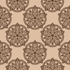 Beige and brown seamless pattern. Indian style background