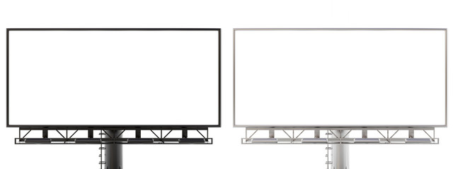 3D rendering of blank billboard (empty advertisement) isolated on white background - mock up template