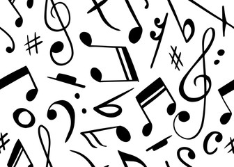 Musical notes vector seamless pattern