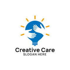 hugging bulb icon symbol design. creative idea logo design template