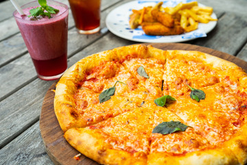 tasty whole pizza on the table