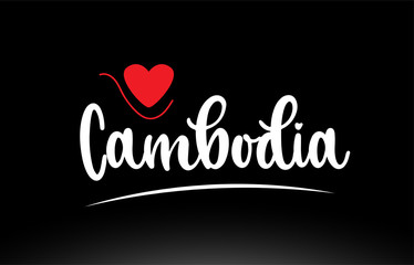 Cambodia country text typography logo icon design on black background