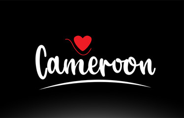 Cameroon country text typography logo icon design on black background