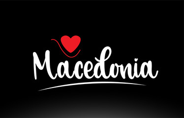 Macedonia country text typography logo icon design on black background
