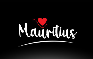 Mauritius country text typography logo icon design on black background