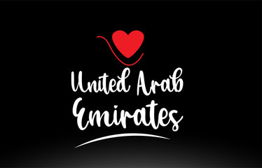 United Arab Emirates UAE  country text typography logo icon design on black background