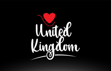 United Kingdom UK country text typography logo icon design on black background