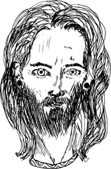 Illustration with a portrait of a man similar to Jesus.