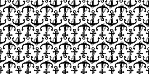 Anchor seamless pattern vector boat rope isolated pirate helm scarf Nautical maritime ocean sea repeat wallpaper tile background illustration