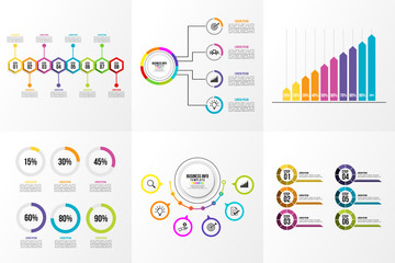 Set Of Infographics Elements Vector Design Template. Business Data Visualization Infographics Timeline with Marketing Icons most useful can be used for workflow, presentation, diagrams, reports