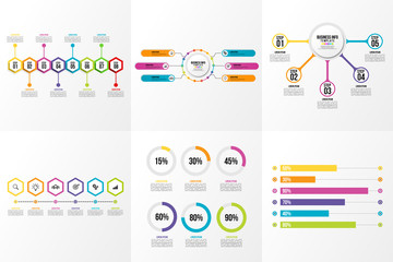 Set Of Infographics Elements Vector Design Template. Business Data Visualization Infographics Timeline with Marketing Icons most useful can be used for workflow, presentation, diagrams, reports