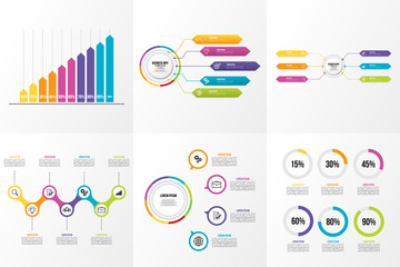 Set Of Infographics Elements Vector Design Template. Business Data Visualization Infographics Timeline with Marketing Icons most useful can be used for workflow, presentation, diagrams, reports