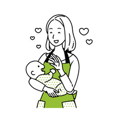 赤ちゃんをあやす母親。