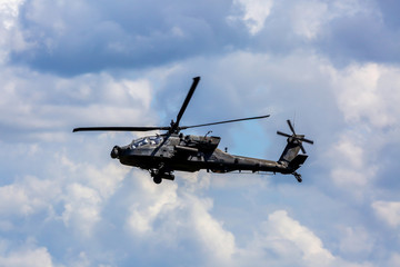 Fototapeta na wymiar Fighting helicopter in military training Saber Strike in Latvia.