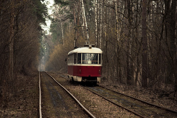 Obraz premium Vintage red tram