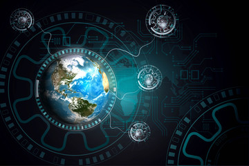 disruptive technologies that changed the world.disruption concept.Texture map courtesy of NASA.