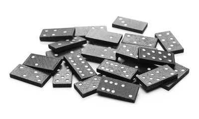 Black dominoes, pieces isolated on white background