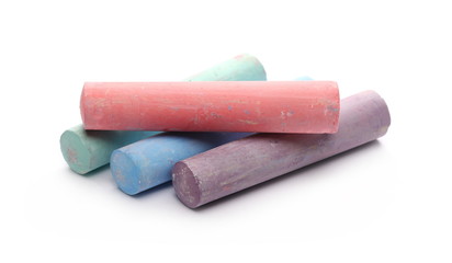 Colorful chalks isolated on white background