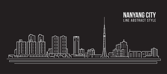 Cityscape Building Line art Vector Illustration design -  Nanyang city