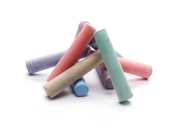 Colorful chalks isolated on white background