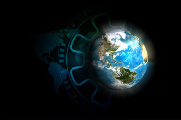 disruptive technologies that changed the world.disruption concept.Texture map courtesy of NASA.