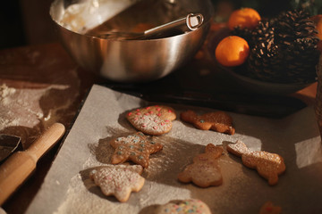 preparation of ginger biscuits with a child.