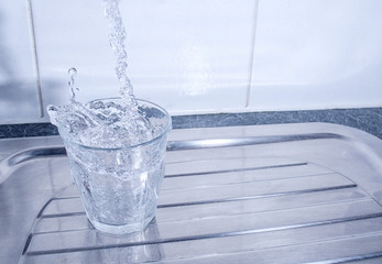 Water Splashing into a Glass