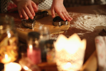 preparation of ginger biscuits with a child.